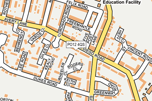 PO12 4QS map - OS OpenMap – Local (Ordnance Survey) PO12 4QS map - OS OpenMap – Local (Ordnance Survey)