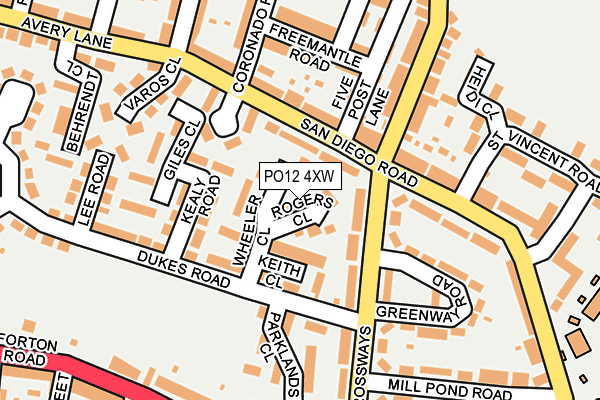 PO12 4XW map - OS OpenMap – Local (Ordnance Survey) PO12 4XW map - OS OpenMap – Local (Ordnance Survey)