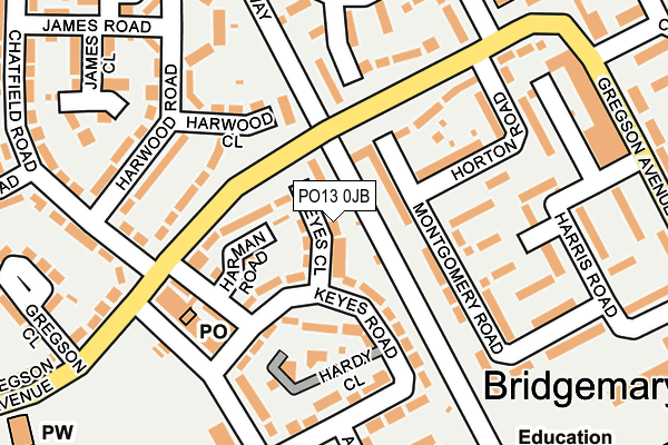 PO13 0JB map - OS OpenMap – Local (Ordnance Survey) PO13 0JB map - OS OpenMap – Local (Ordnance Survey)