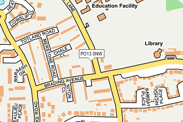PO13 0NW map - OS OpenMap – Local (Ordnance Survey) PO13 0NW map - OS OpenMap – Local (Ordnance Survey)