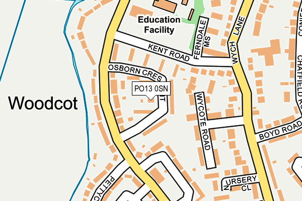 PO13 0SN map - OS OpenMap – Local (Ordnance Survey) PO13 0SN map - OS OpenMap – Local (Ordnance Survey)