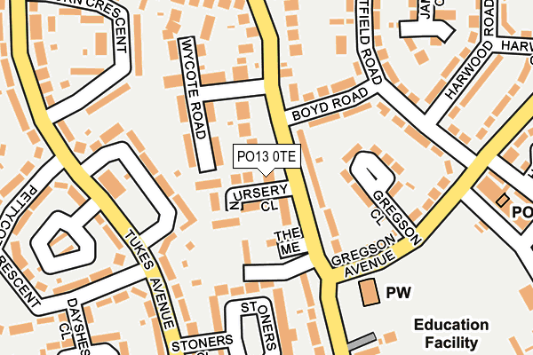 PO13 0TE map - OS OpenMap – Local (Ordnance Survey) PO13 0TE map - OS OpenMap – Local (Ordnance Survey)
