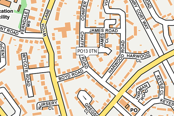 PO13 0TN map - OS OpenMap – Local (Ordnance Survey) PO13 0TN map - OS OpenMap – Local (Ordnance Survey)