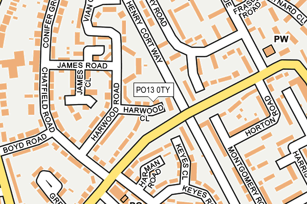 PO13 0TY map - OS OpenMap – Local (Ordnance Survey) PO13 0TY map - OS OpenMap – Local (Ordnance Survey)