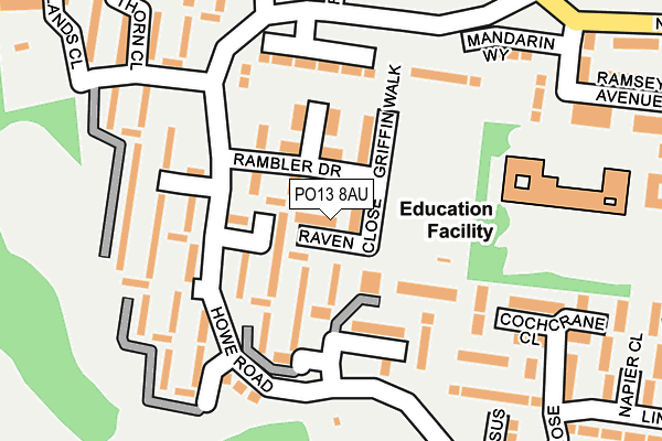 PO13 8AU map - OS OpenMap – Local (Ordnance Survey) PO13 8AU map - OS OpenMap – Local (Ordnance Survey)