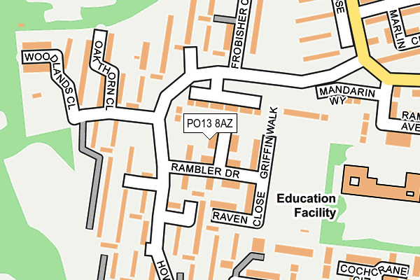 PO13 8AZ map - OS OpenMap – Local (Ordnance Survey) PO13 8AZ map - OS OpenMap – Local (Ordnance Survey)