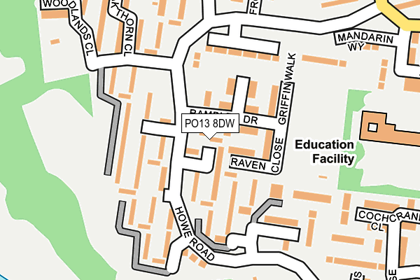 PO13 8DW map - OS OpenMap – Local (Ordnance Survey) PO13 8DW map - OS OpenMap – Local (Ordnance Survey)