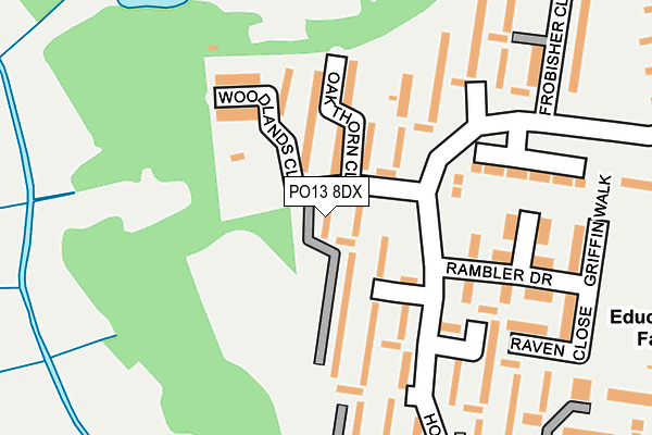 PO13 8DX map - OS OpenMap – Local (Ordnance Survey) PO13 8DX map - OS OpenMap – Local (Ordnance Survey)