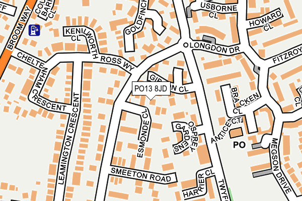 PO13 8JD map - OS OpenMap – Local (Ordnance Survey) PO13 8JD map - OS OpenMap – Local (Ordnance Survey)