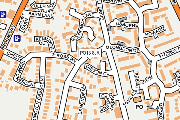PO13 8JR map - OS OpenMap – Local (Ordnance Survey) PO13 8JR map - OS OpenMap – Local (Ordnance Survey)