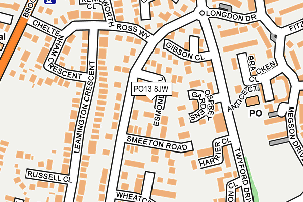 PO13 8JW map - OS OpenMap – Local (Ordnance Survey) PO13 8JW map - OS OpenMap – Local (Ordnance Survey)