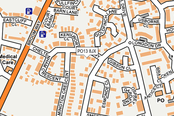 PO13 8JX map - OS OpenMap – Local (Ordnance Survey) PO13 8JX map - OS OpenMap – Local (Ordnance Survey)