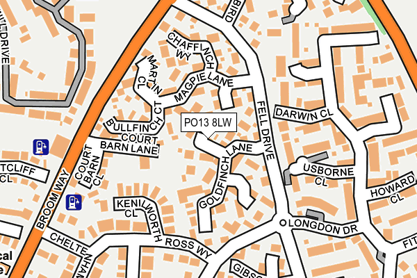 PO13 8LW map - OS OpenMap – Local (Ordnance Survey) PO13 8LW map - OS OpenMap – Local (Ordnance Survey)