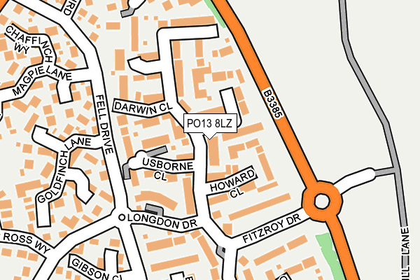 PO13 8LZ map - OS OpenMap – Local (Ordnance Survey) PO13 8LZ map - OS OpenMap – Local (Ordnance Survey)