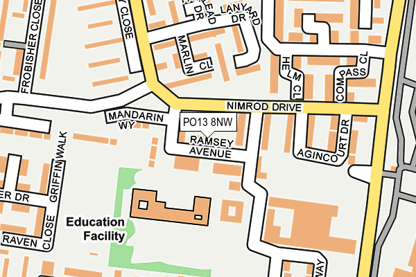 PO13 8NW map - OS OpenMap – Local (Ordnance Survey) PO13 8NW map - OS OpenMap – Local (Ordnance Survey)