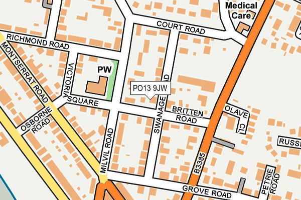 PO13 9JW map - OS OpenMap – Local (Ordnance Survey) PO13 9JW map - OS OpenMap – Local (Ordnance Survey)