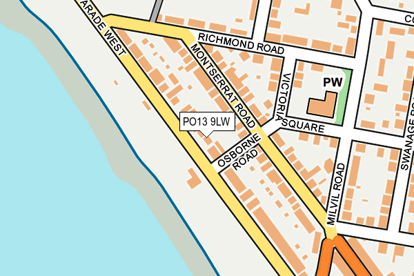 PO13 9LW map - OS OpenMap – Local (Ordnance Survey) PO13 9LW map - OS OpenMap – Local (Ordnance Survey)
