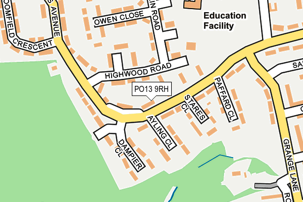 PO13 9RH map - OS OpenMap – Local (Ordnance Survey) PO13 9RH map - OS OpenMap – Local (Ordnance Survey)