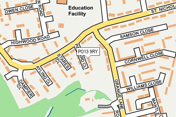PO13 9RY map - OS OpenMap – Local (Ordnance Survey) PO13 9RY map - OS OpenMap – Local (Ordnance Survey)