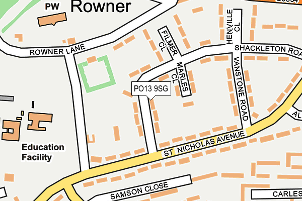 PO13 9SG map - OS OpenMap – Local (Ordnance Survey) PO13 9SG map - OS OpenMap – Local (Ordnance Survey)