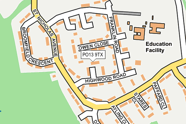 PO13 9TX map - OS OpenMap – Local (Ordnance Survey) PO13 9TX map - OS OpenMap – Local (Ordnance Survey)