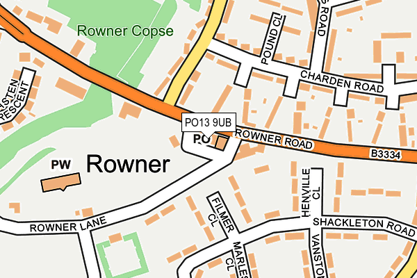 PO13 9UB map - OS OpenMap – Local (Ordnance Survey)