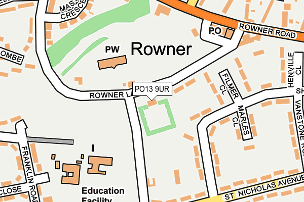 PO13 9UR map - OS OpenMap – Local (Ordnance Survey) PO13 9UR map - OS OpenMap – Local (Ordnance Survey)