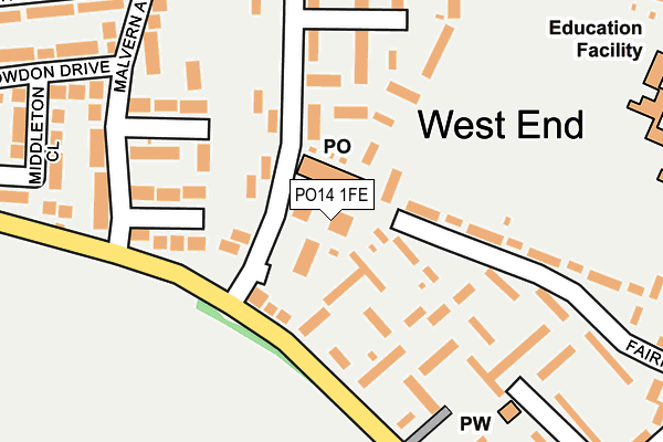 PO14 1FE map - OS OpenMap – Local (Ordnance Survey) PO14 1FE map - OS OpenMap – Local (Ordnance Survey)