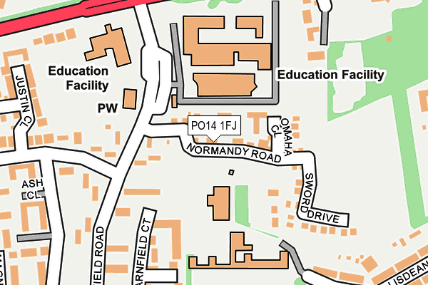 PO14 1FJ map - OS OpenMap – Local (Ordnance Survey) PO14 1FJ map - OS OpenMap – Local (Ordnance Survey)
