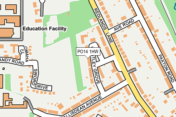 PO14 1HW map - OS OpenMap – Local (Ordnance Survey) PO14 1HW map - OS OpenMap – Local (Ordnance Survey)
