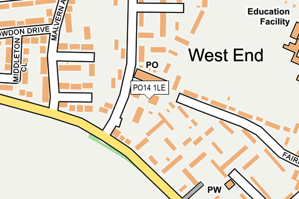 PO14 1LE map - OS OpenMap – Local (Ordnance Survey) PO14 1LE map - OS OpenMap – Local (Ordnance Survey)