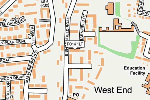 PO14 1LT map - OS OpenMap – Local (Ordnance Survey) PO14 1LT map - OS OpenMap – Local (Ordnance Survey)