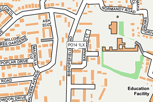PO14 1LX map - OS OpenMap – Local (Ordnance Survey) PO14 1LX map - OS OpenMap – Local (Ordnance Survey)