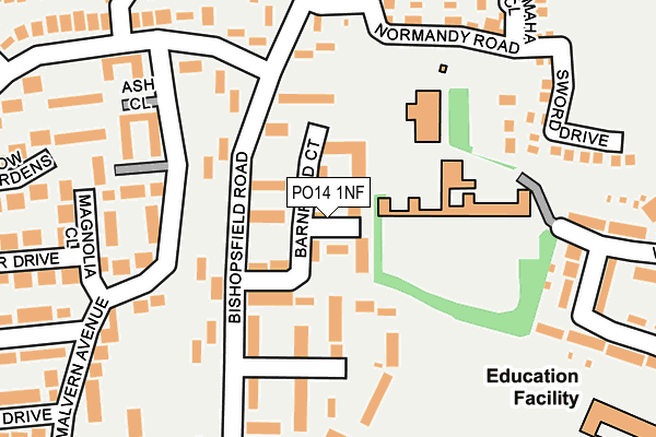 PO14 1NF map - OS OpenMap – Local (Ordnance Survey) PO14 1NF map - OS OpenMap – Local (Ordnance Survey)