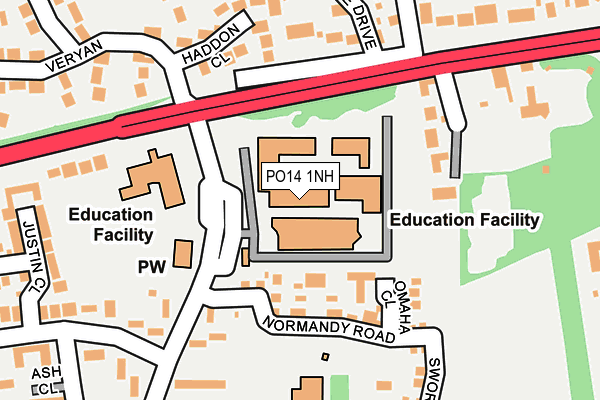 PO14 1NH map - OS OpenMap – Local (Ordnance Survey) PO14 1NH map - OS OpenMap – Local (Ordnance Survey)