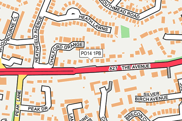 PO14 1PB map - OS OpenMap – Local (Ordnance Survey) PO14 1PB map - OS OpenMap – Local (Ordnance Survey)