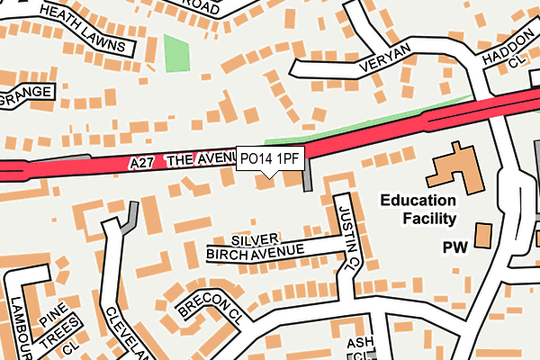 PO14 1PF map - OS OpenMap – Local (Ordnance Survey) PO14 1PF map - OS OpenMap – Local (Ordnance Survey)