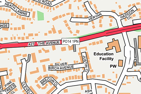 PO14 1PN map - OS OpenMap – Local (Ordnance Survey) PO14 1PN map - OS OpenMap – Local (Ordnance Survey)
