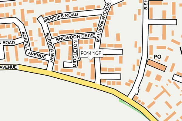 PO14 1QF map - OS OpenMap – Local (Ordnance Survey) PO14 1QF map - OS OpenMap – Local (Ordnance Survey)