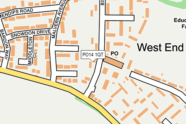 PO14 1QT map - OS OpenMap – Local (Ordnance Survey) PO14 1QT map - OS OpenMap – Local (Ordnance Survey)