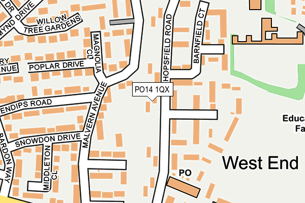 PO14 1QX map - OS OpenMap – Local (Ordnance Survey) PO14 1QX map - OS OpenMap – Local (Ordnance Survey)