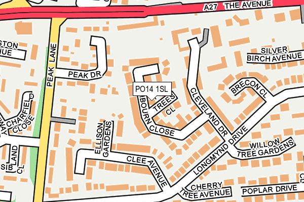 PO14 1SL map - OS OpenMap – Local (Ordnance Survey) PO14 1SL map - OS OpenMap – Local (Ordnance Survey)
