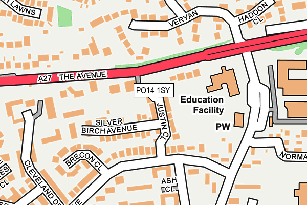 PO14 1SY map - OS OpenMap – Local (Ordnance Survey) PO14 1SY map - OS OpenMap – Local (Ordnance Survey)
