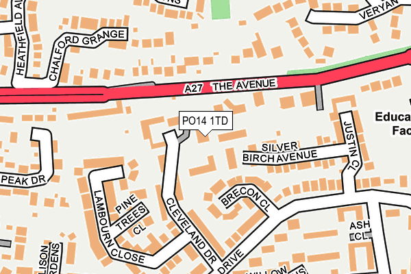 PO14 1TD map - OS OpenMap – Local (Ordnance Survey) PO14 1TD map - OS OpenMap – Local (Ordnance Survey)
