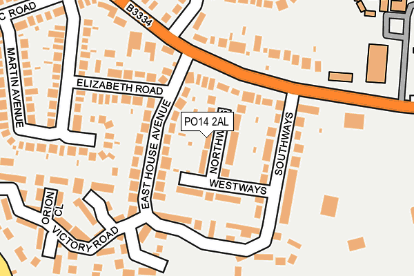 PO14 2AL map - OS OpenMap – Local (Ordnance Survey) PO14 2AL map - OS OpenMap – Local (Ordnance Survey)