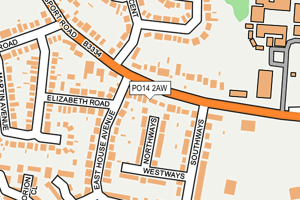 PO14 2AW map - OS OpenMap – Local (Ordnance Survey) PO14 2AW map - OS OpenMap – Local (Ordnance Survey)