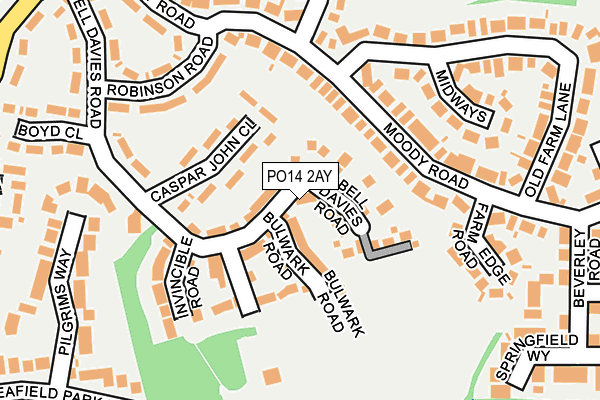 PO14 2AY map - OS OpenMap – Local (Ordnance Survey) PO14 2AY map - OS OpenMap – Local (Ordnance Survey)
