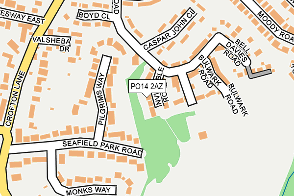 PO14 2AZ map - OS OpenMap – Local (Ordnance Survey) PO14 2AZ map - OS OpenMap – Local (Ordnance Survey)