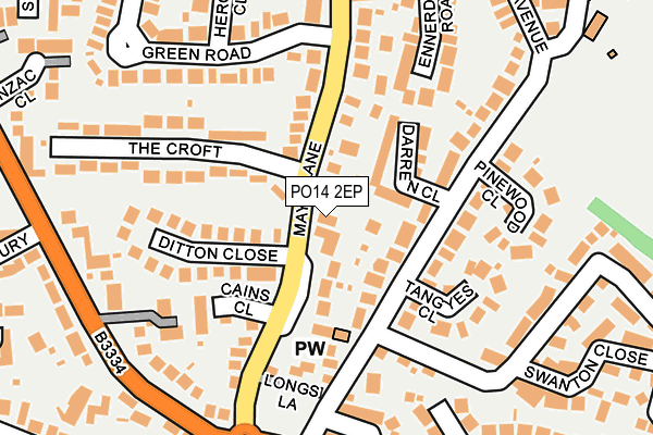 PO14 2EP map - OS OpenMap – Local (Ordnance Survey) PO14 2EP map - OS OpenMap – Local (Ordnance Survey)
