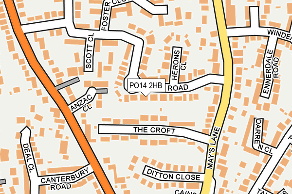 PO14 2HB map - OS OpenMap – Local (Ordnance Survey) PO14 2HB map - OS OpenMap – Local (Ordnance Survey)